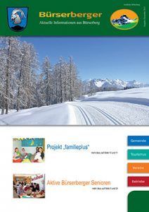 Eine Broschüre für Bürserberger zeigt eine verschneite Landschaft