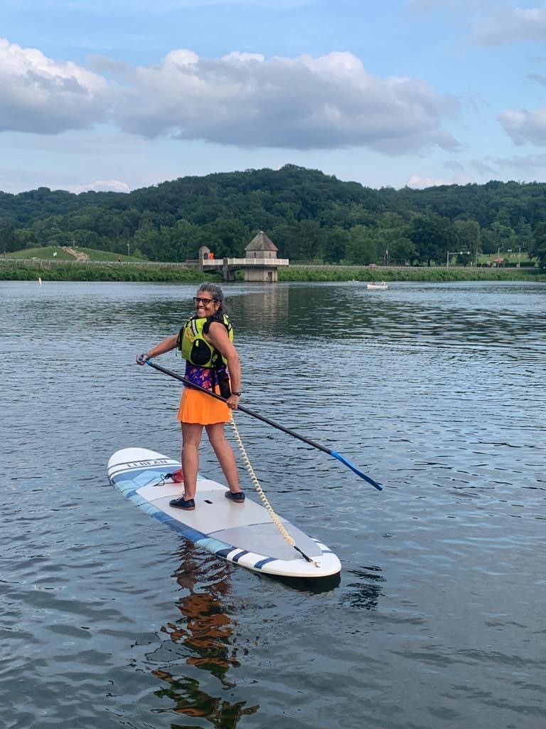 Woman on a paddleboard on North Park Lake.