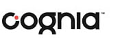 A close up of a cogna logo on a white background.