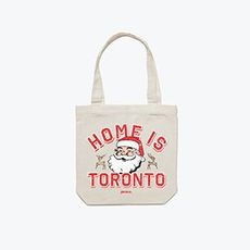 A tote bag with a picture of santa on it.
