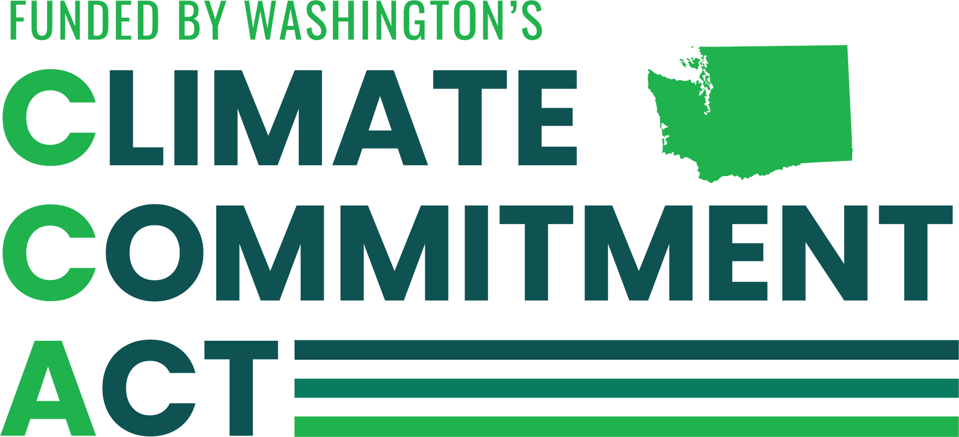 The climate commitment act logo is funded by washington 's climate commitment act.