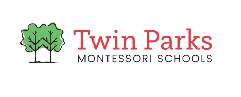 The logo for twin parks montessori schools has two trees on it.